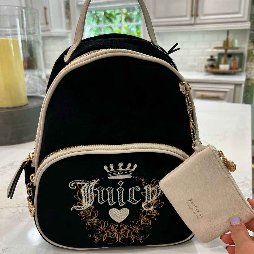 Juicy Couture Black and Cream Backpack with Signature Style